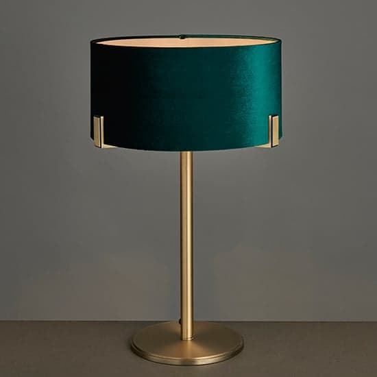Hayfield Rich Green Shade Table Lamp In Matt Antique Brass_2