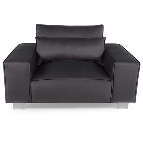 Hazel Fabric 1 Seater Sofa With Chrome Metal Legs In Steel_2