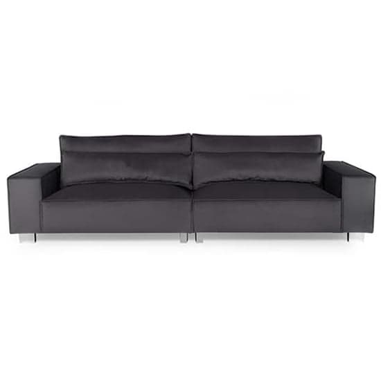 Hazel Fabric 4 Seater Sofa With Chrome Metal Legs In Steel_2