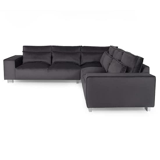 Hazel Fabric Corner Sofa With Chrome Metal Legs In Steel_2