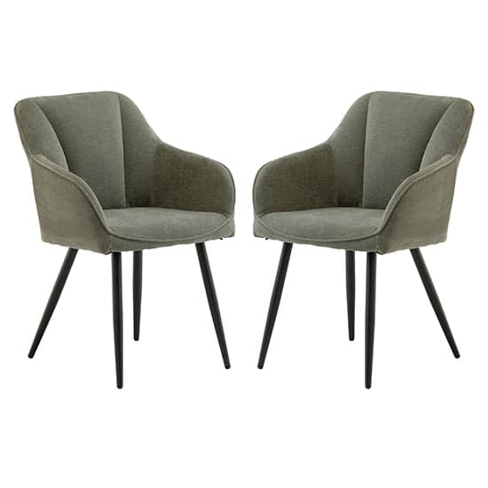 Hazen Mint Green Fabric Dining Chairs With Black Legs In Pair_1