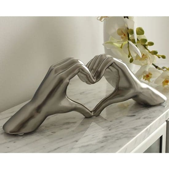 Heart Ceramic Hand Sculpture In Silver_1