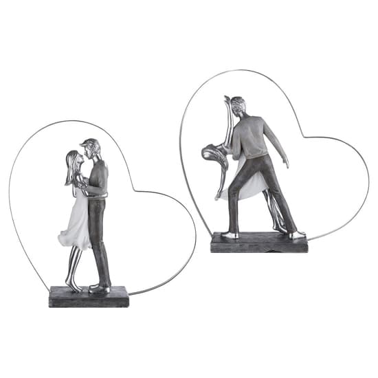 Heart Dancing Poly Set Of 2 Design Sculpture In Antique Silver_3