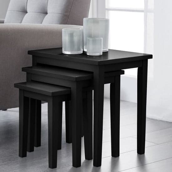 Cadee Wooden Set Of 3 Nest of Tables In Black