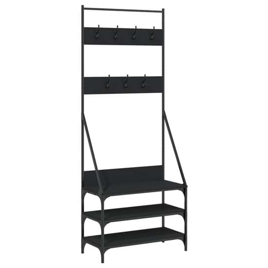 Hebron Wooden Clothes Rack With Shoe Storage In Black_2
