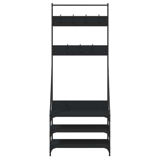 Hebron Wooden Clothes Rack With Shoe Storage In Black_4