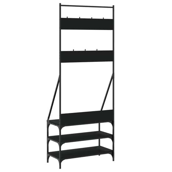 Hebron Wooden Clothes Rack With Shoe Storage In Black_6
