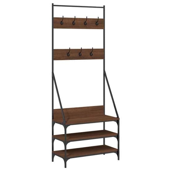Hebron Wooden Clothes Rack With Shoe Storage In Brown Oak_2