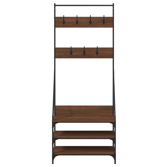 Hebron Wooden Clothes Rack With Shoe Storage In Brown Oak_4