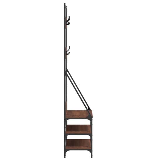 Hebron Wooden Clothes Rack With Shoe Storage In Brown Oak_5