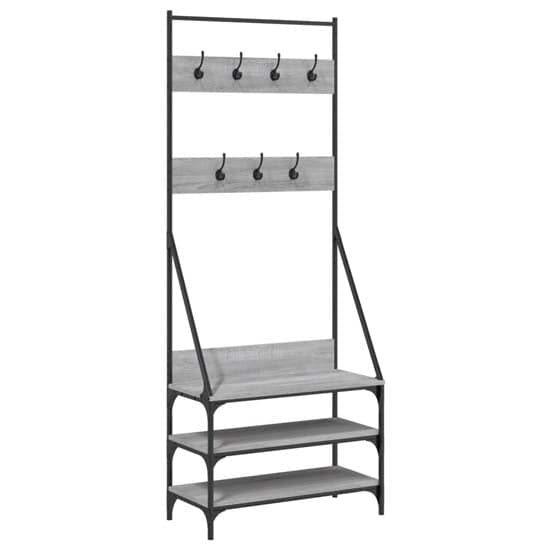 Hebron Wooden Clothes Rack With Shoe Storage In Grey Sonoma Oak_2