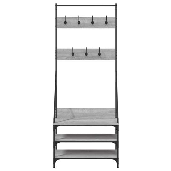 Hebron Wooden Clothes Rack With Shoe Storage In Grey Sonoma Oak_4