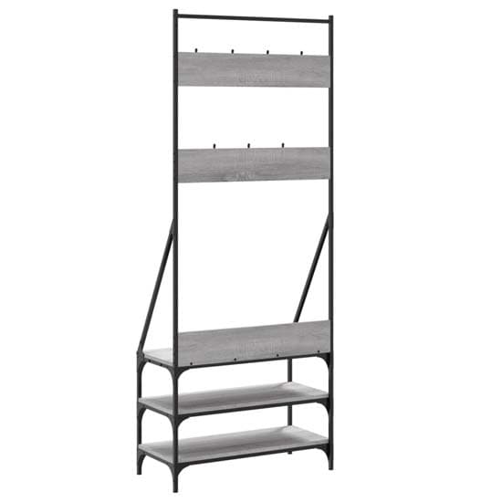 Hebron Wooden Clothes Rack With Shoe Storage In Grey Sonoma Oak_6