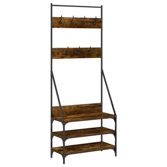 Hebron Wooden Clothes Rack With Shoe Storage In Smoked Oak_2
