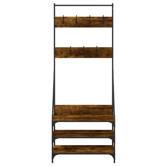 Hebron Wooden Clothes Rack With Shoe Storage In Smoked Oak_4