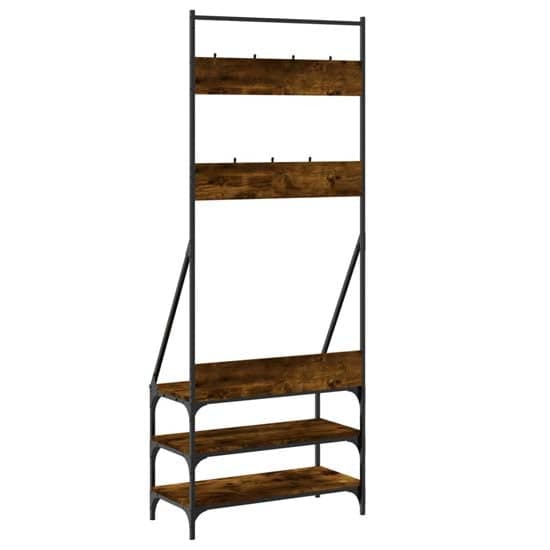 Hebron Wooden Clothes Rack With Shoe Storage In Smoked Oak_6