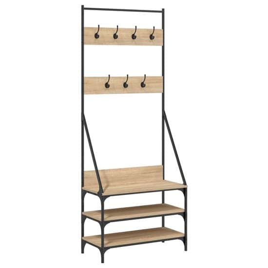 Hebron Wooden Clothes Rack With Shoe Storage In Sonoma Oak_2