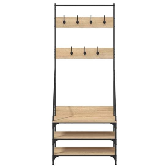 Hebron Wooden Clothes Rack With Shoe Storage In Sonoma Oak_4
