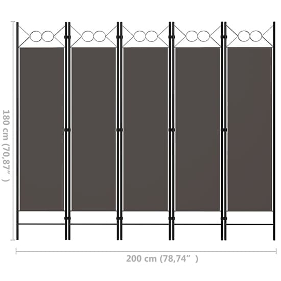 Hecate Fabric 5 Panels 200cm x 180cm Room Divider In Anthracite_6