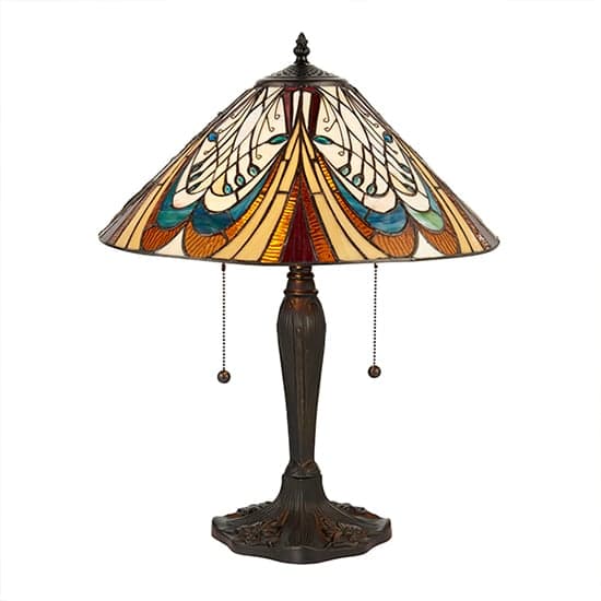 Hector Medium Tiffany Glass Table Lamp In Dark Bronze_2