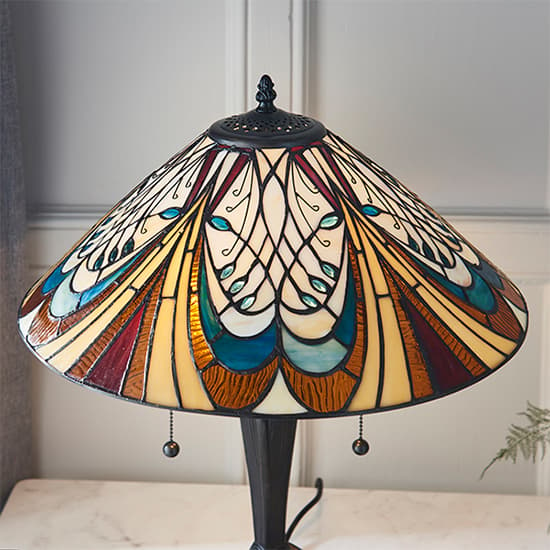 Hector Medium Tiffany Glass Table Lamp In Dark Bronze_3