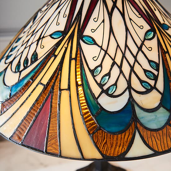 Hector Medium Tiffany Glass Table Lamp In Dark Bronze_4