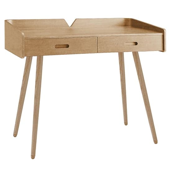 Hector Wooden Computer Desk In Oak With 2 Drawers_2