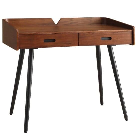 Hector Wooden Computer Desk In Walnut With 2 Drawers_2