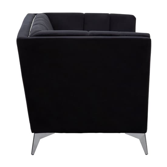 Hefei Velvet 1 Seater Sofa With Chrome Metal Legs In Black_3