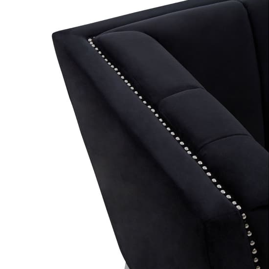 Hefei Velvet 1 Seater Sofa With Chrome Metal Legs In Black_5