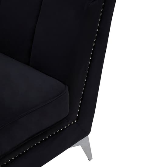 Hefei Velvet 1 Seater Sofa With Chrome Metal Legs In Black_6