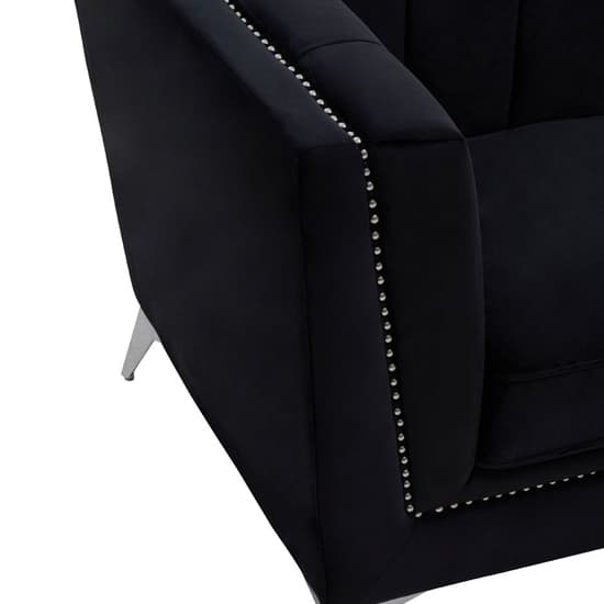 Hefei Velvet 1 Seater Sofa With Chrome Metal Legs In Black_7