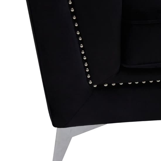 Hefei Velvet 1 Seater Sofa With Chrome Metal Legs In Black_8