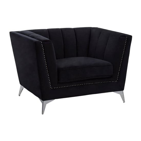 Hefei Velvet 1 Seater Sofa With Chrome Metal Legs In Black_1