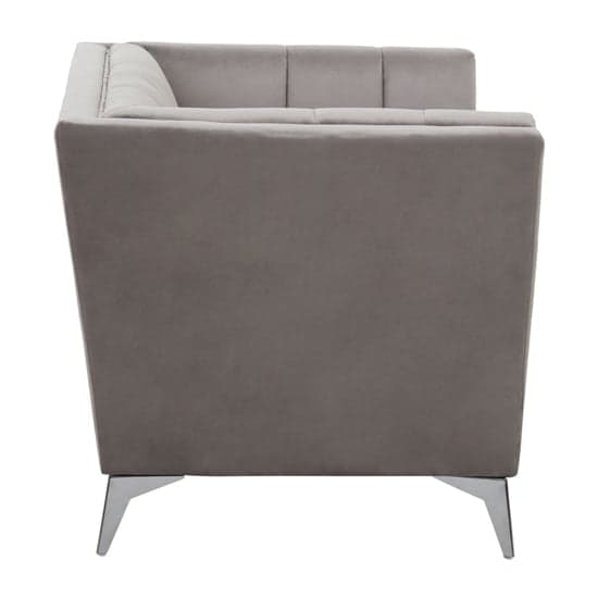 Hefei Velvet 1 Seater Sofa With Chrome Metal Legs In Grey_3