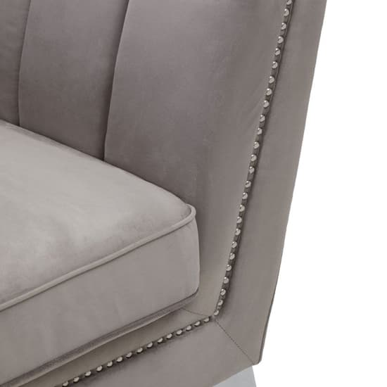 Hefei Velvet 1 Seater Sofa With Chrome Metal Legs In Grey_5
