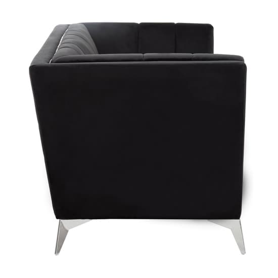 Hefei Velvet 2 Seater Sofa With Chrome Metal Legs In Black_3