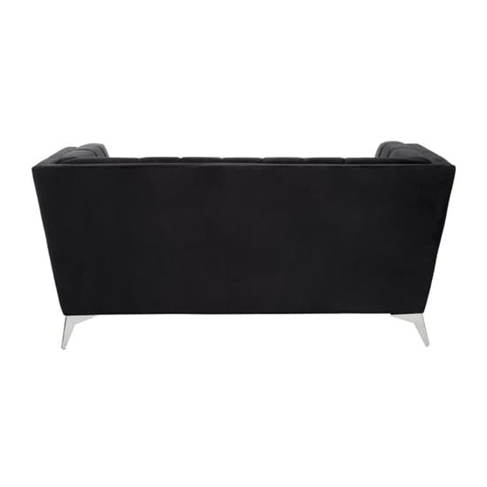 Hefei Velvet 2 Seater Sofa With Chrome Metal Legs In Black_4