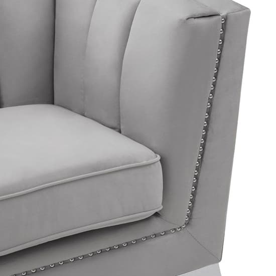 Hefei Velvet 2 Seater Sofa With Chrome Metal Legs In Grey_4