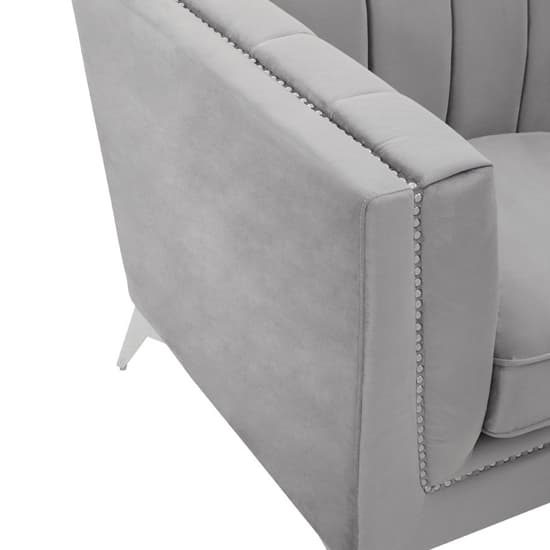 Hefei Velvet 2 Seater Sofa With Chrome Metal Legs In Grey_5