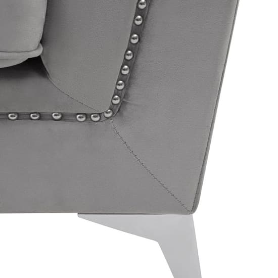 Hefei Velvet 2 Seater Sofa With Chrome Metal Legs In Grey_7