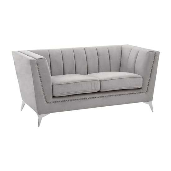Hefei Velvet 2 Seater Sofa With Chrome Metal Legs In Grey_1
