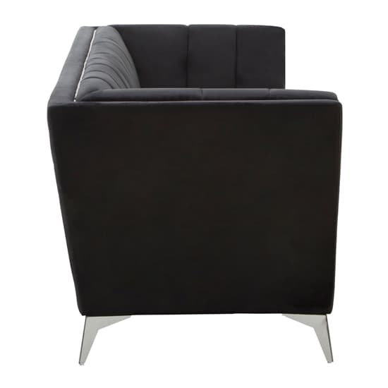 Hefei Velvet 3 Seater Sofa With Chrome Metal Legs In Black_3