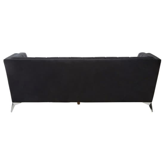 Hefei Velvet 3 Seater Sofa With Chrome Metal Legs In Black_4