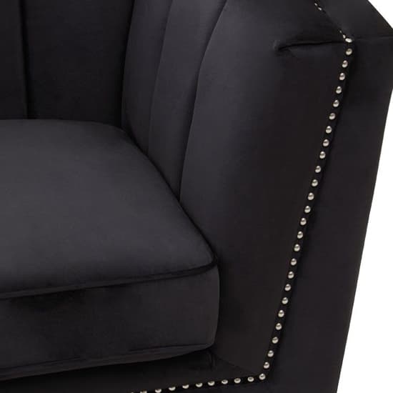 Hefei Velvet 3 Seater Sofa With Chrome Metal Legs In Black_5