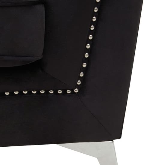Hefei Velvet 3 Seater Sofa With Chrome Metal Legs In Black_8
