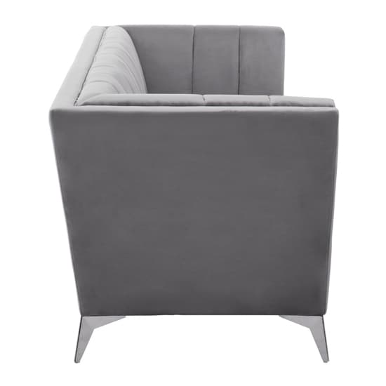 Hefei Velvet 3 Seater Sofa With Chrome Metal Legs In Grey_3