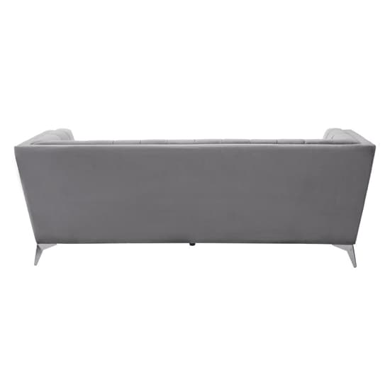 Hefei Velvet 3 Seater Sofa With Chrome Metal Legs In Grey_4