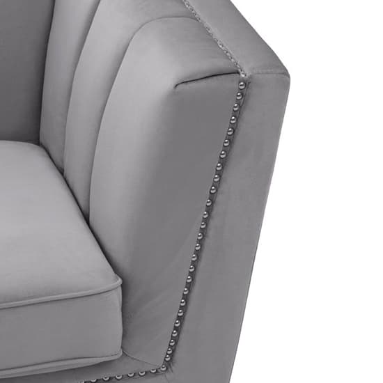 Hefei Velvet 3 Seater Sofa With Chrome Metal Legs In Grey_5