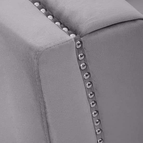 Hefei Velvet 3 Seater Sofa With Chrome Metal Legs In Grey_8